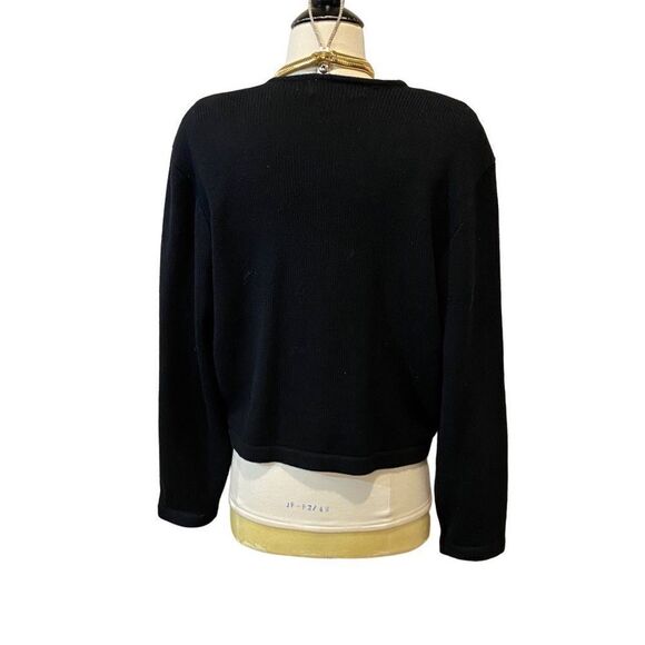 Vintage Robert Scott Ltd Black Cardigan Lambswool Blend Large Beaded Buttons - Picture 3 of 15